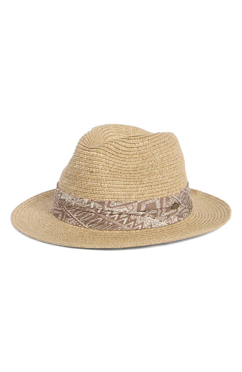 Scala Braided Straw Safari Hat, Main, color, Tan