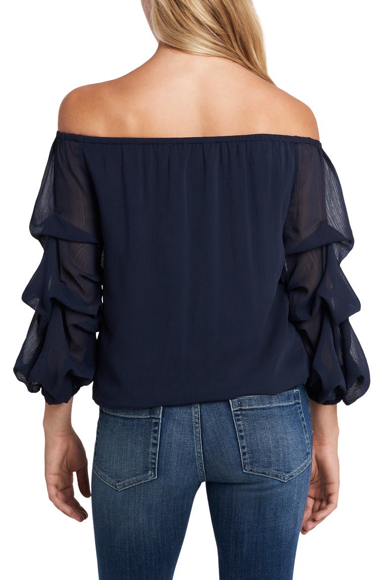 Off the Shoulder Tiered Sleeve Blouse, Alternate, color, CAVIAR
