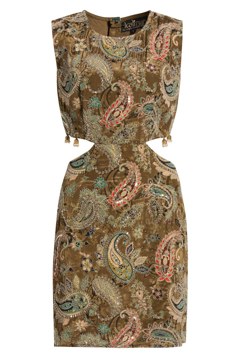Roma Paisley Cutout Sheath Dress, Alternate, color, GREEN
