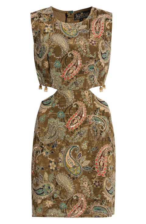 Roma Paisley Cutout Sheath Dress