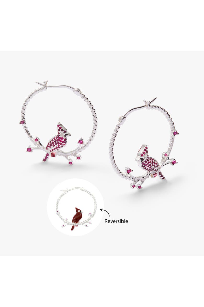 Cardinal Reversible Hoop Earrings, Alternate, color, Silver