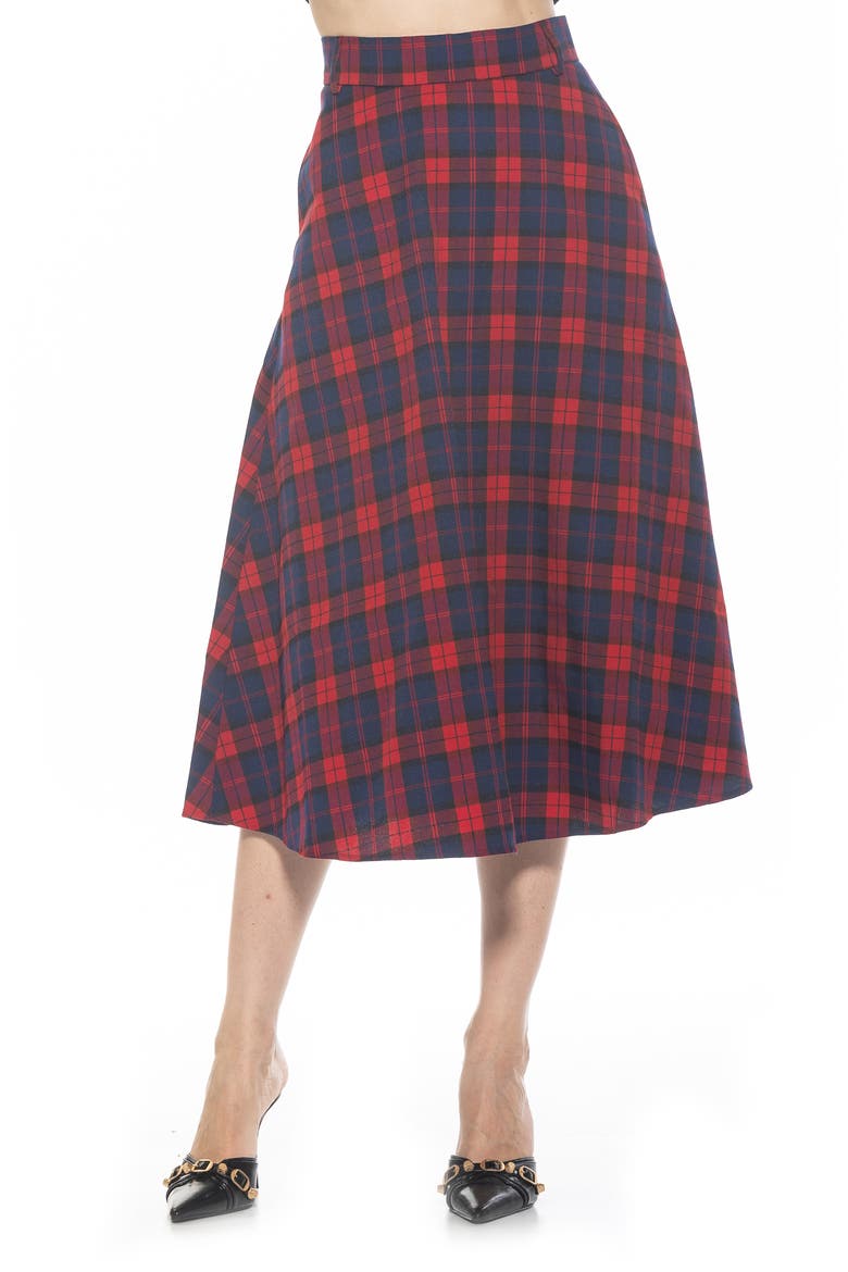 Leonie Plaid A-Line Skirt, Main, color, RED PLAID