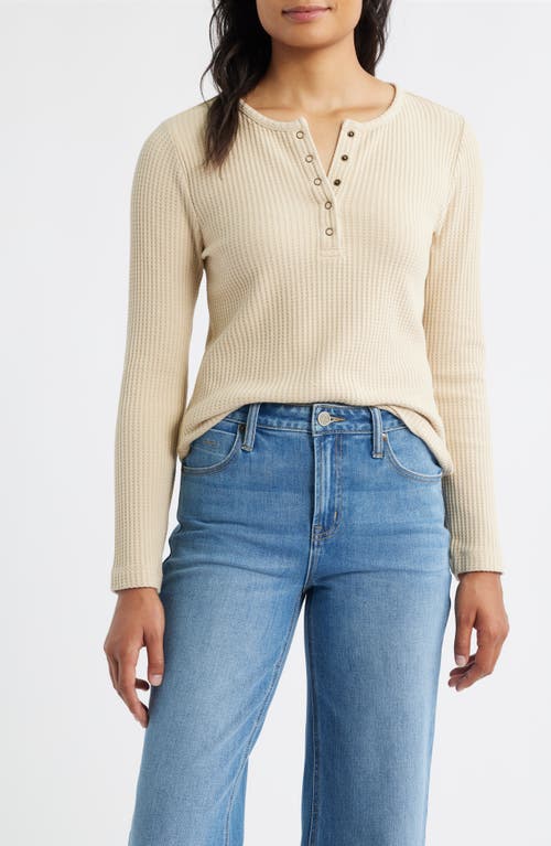 City Blues Thermal Knit Henley In Brown