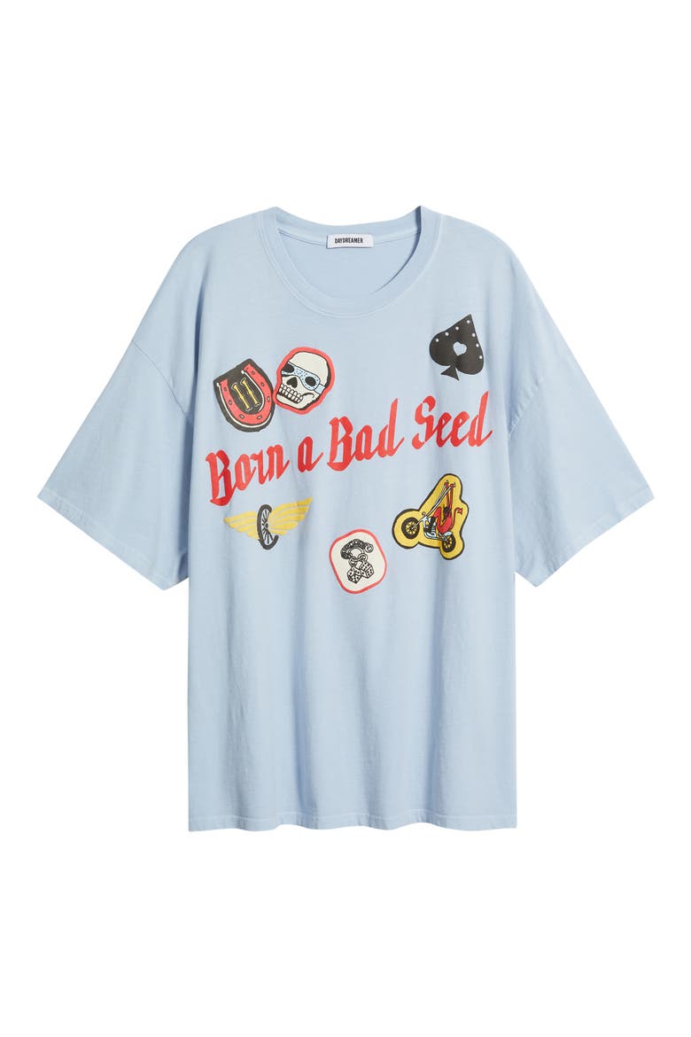Born a Bad Seed Graphic Oversized T-shirt, Alternate, color, SKY WAY BLUE