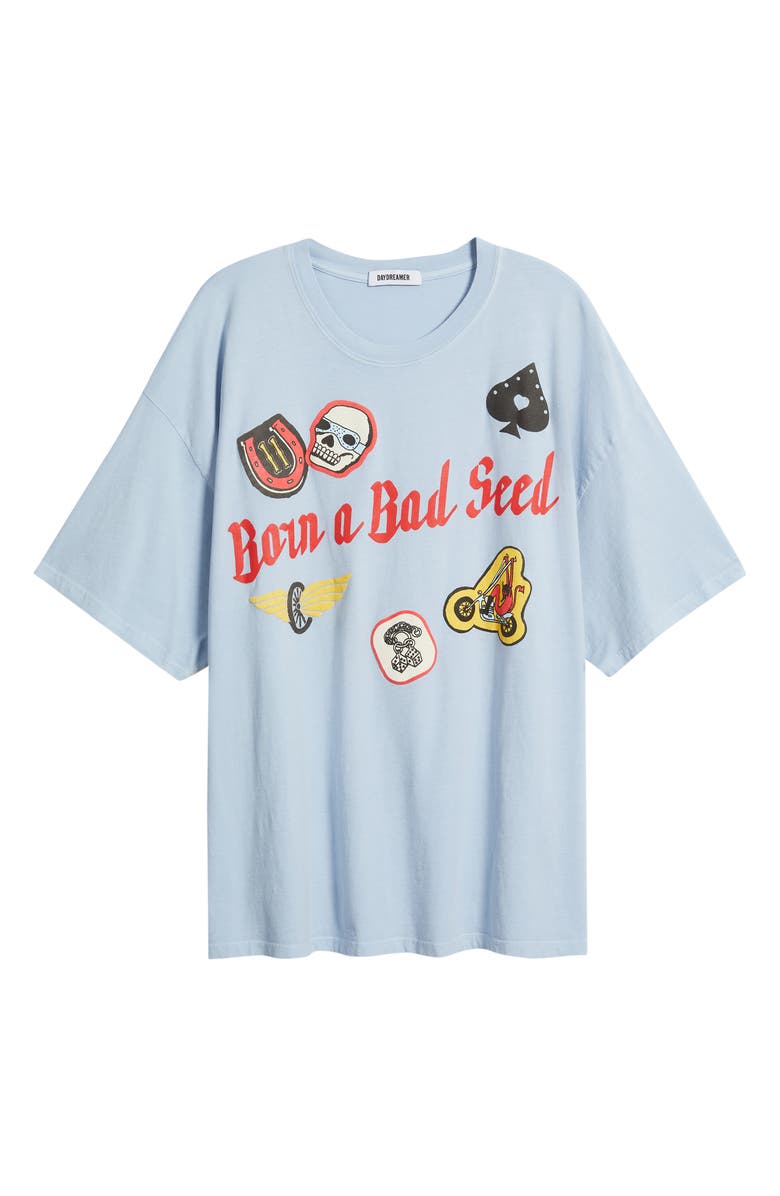 Daydreamer Born a Bad Seed Graphic Oversized T-shirt, Alternate, color, Sky Way Blue