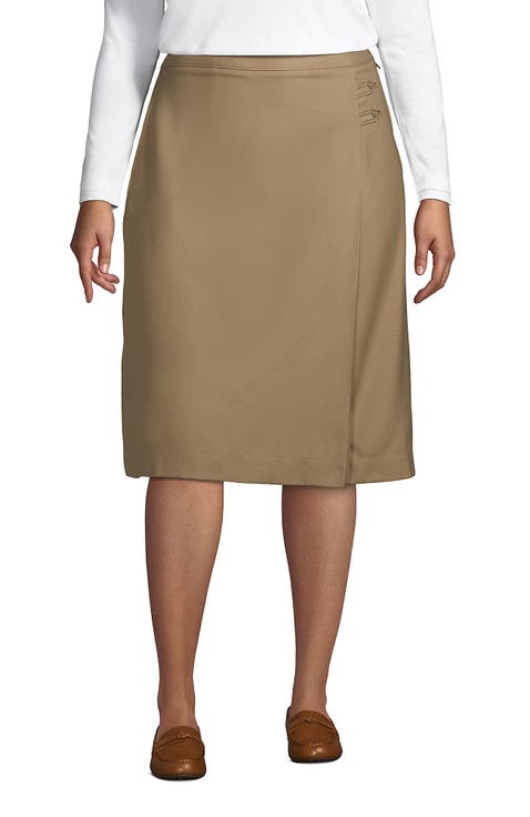 School Uniform  Solid A-line Skirt Below the Knee