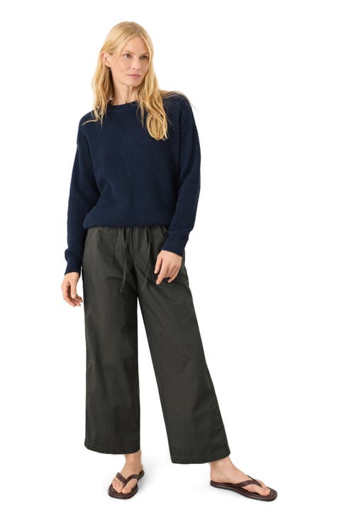 Organic Cotton Stretch Poplin Wide Leg Pant