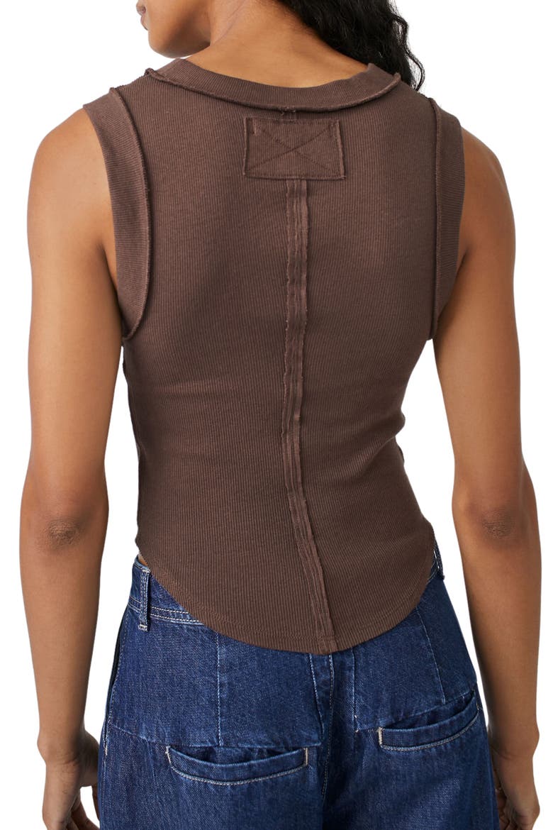 Kate Rib Stretch Cotton Tank, Alternate, color, FRENCH ROAST