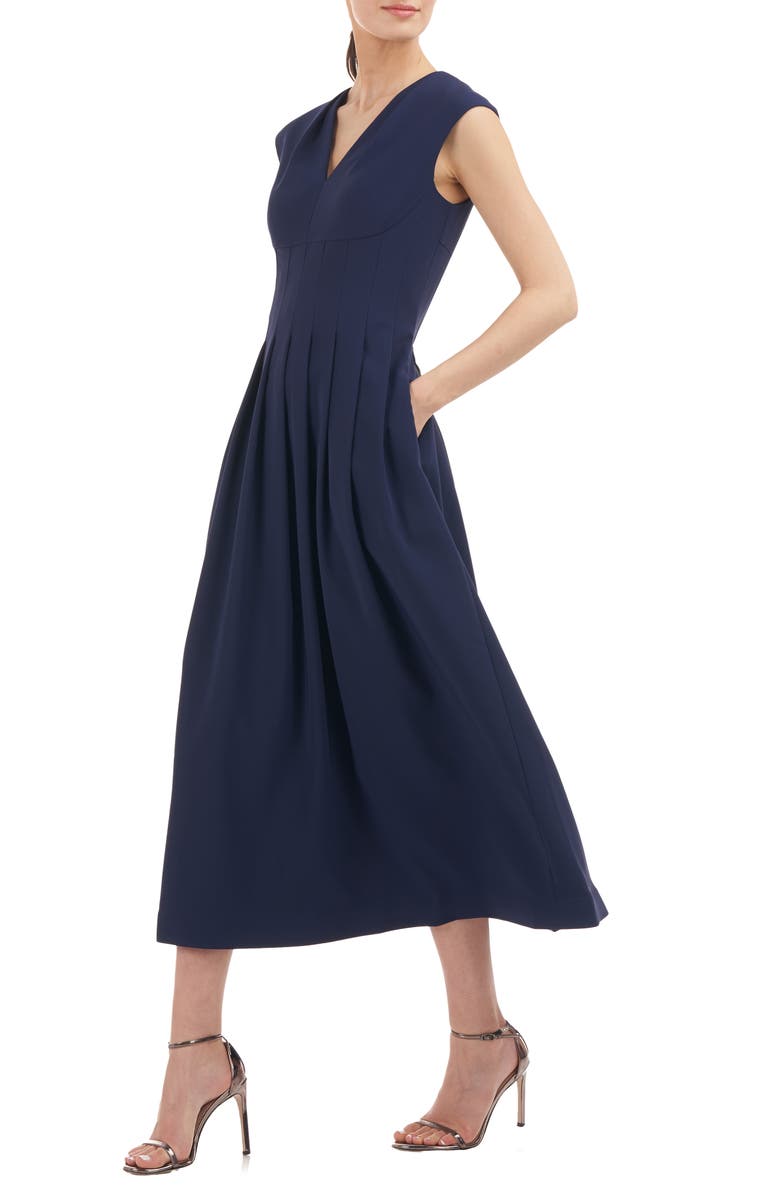 Kay Unger Simone Pleated A-Line Cocktail Dress, Alternate, color, 