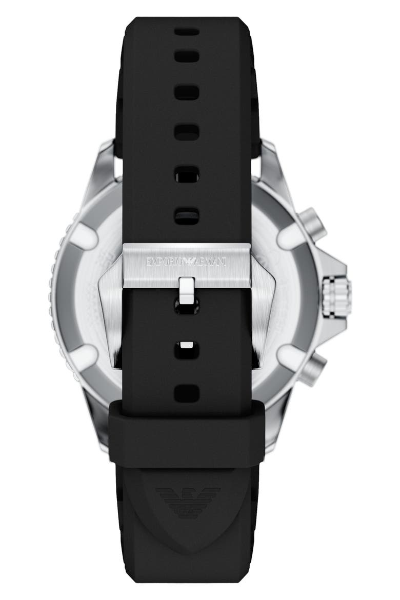 World Explorer Solar Chronograph Silicone Strap Watch, 43.5mm, Alternate, color, BLACK