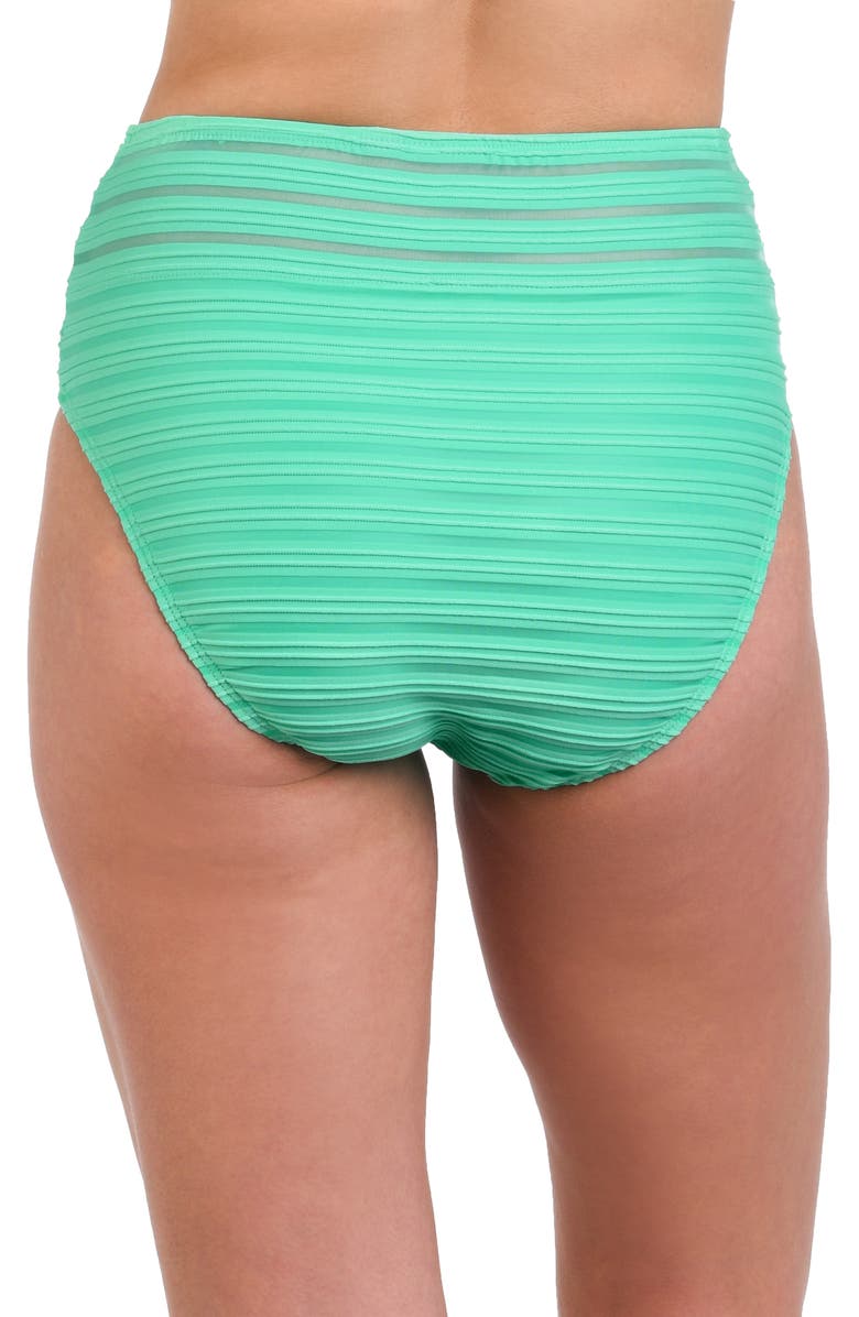 La Blanca Fluid Lines High Waist Bikini Bottoms, Alternate, color, Seafoam