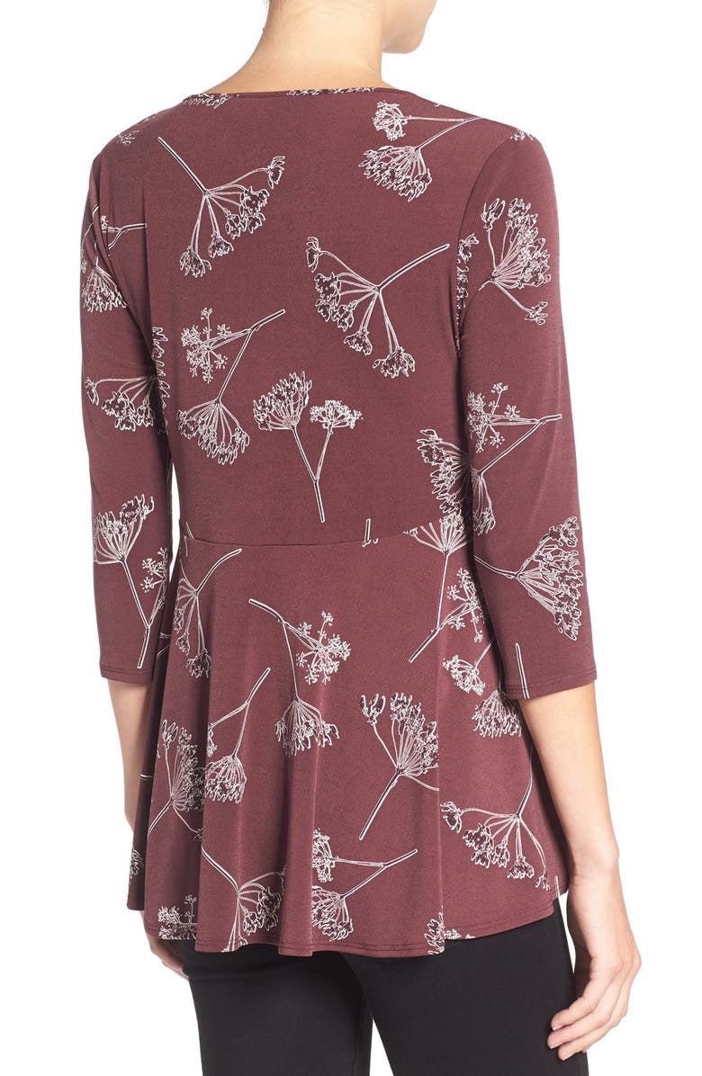 CeCe 'Refined Dandelion' Print Three Quarter Sleeve Swing Top, Alternate, color, 