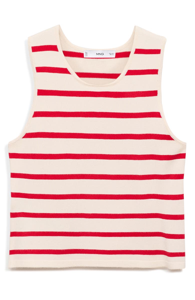 MANGO Stripe Knit Crop Tank, Main, color, Red