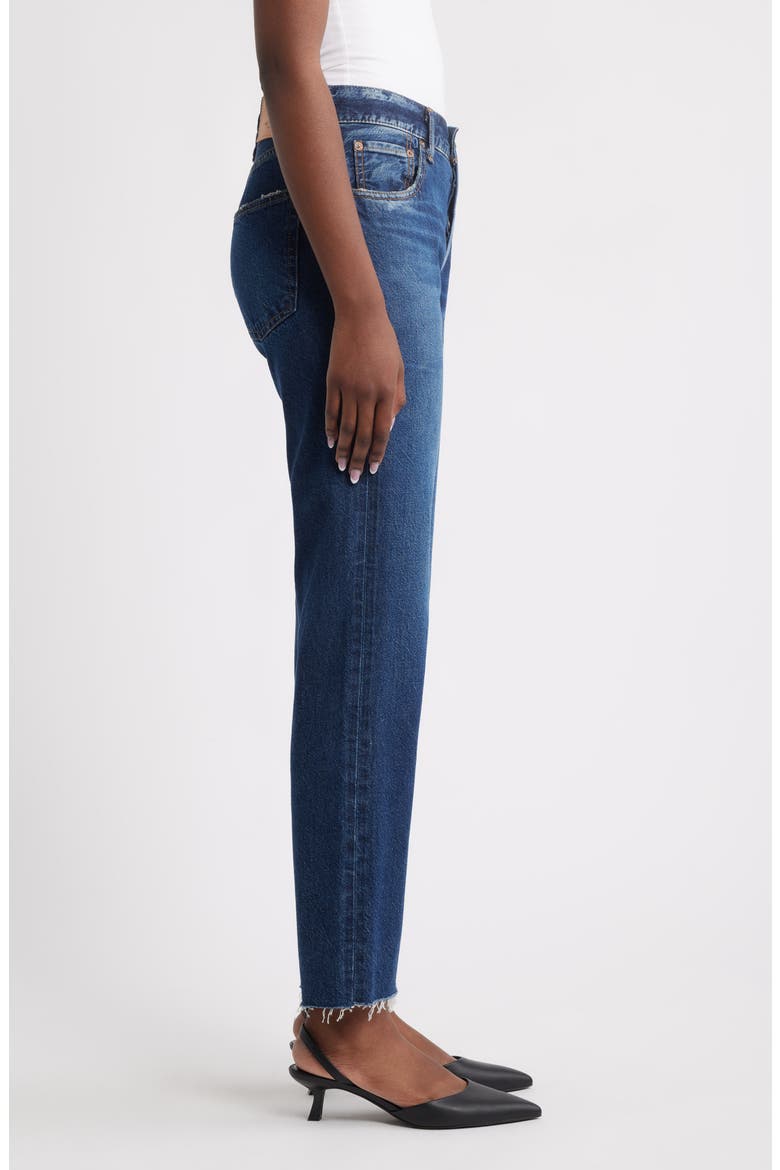 Medley Distressed Raw Hem Ankle Straight Leg Jeans, Alternate, color, DARK BLUE