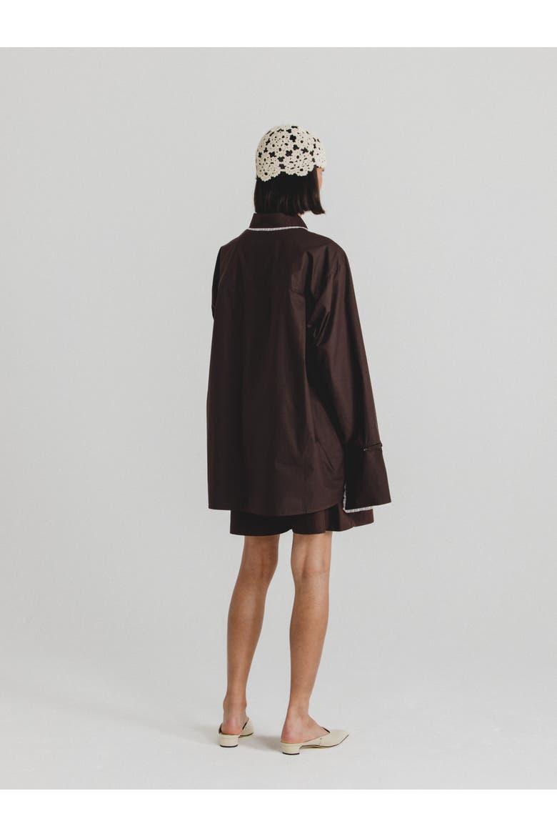 Oversized Poplin Shirt, Alternate, color, Chocolate Brown