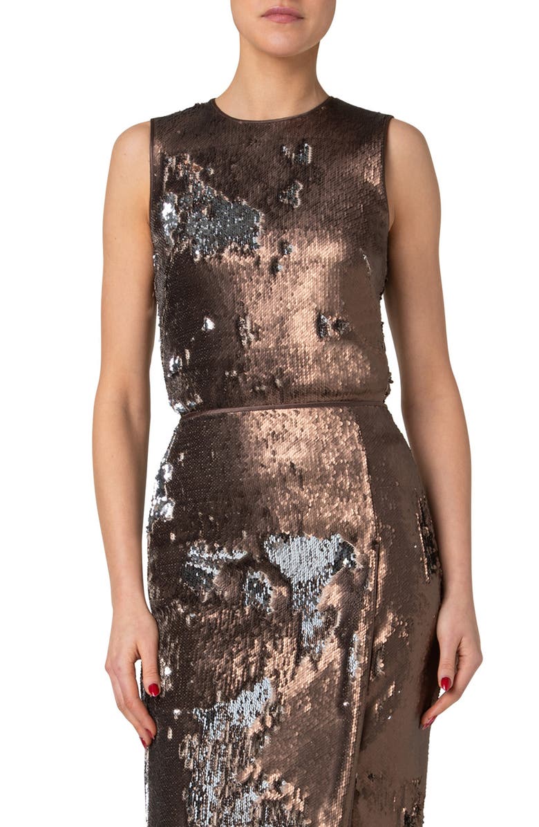 Akris Flip Sequin Sleeveless Top, Main, color, 