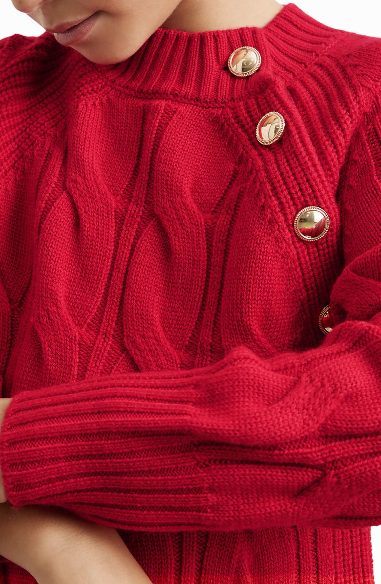 Reiss Kids' Harper Long Sleeve Wool Sweater Dress, Alternate, color, Red