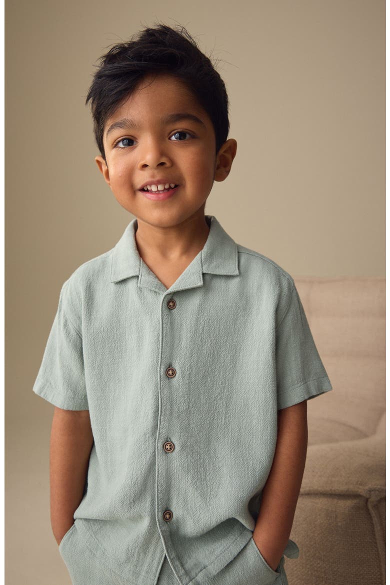 Kids' Short Sleeve Button-Up Shirt & Shorts Set, Alternate, color, GREEN