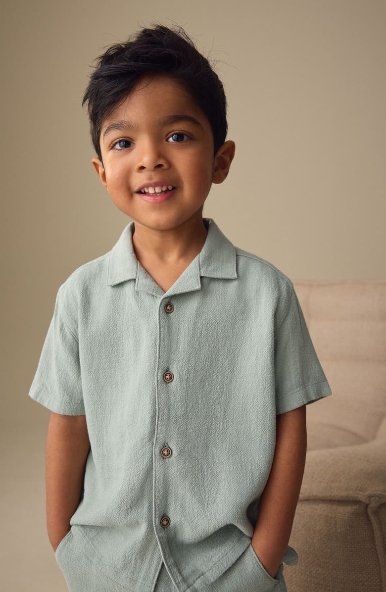 NEXT Kids' Short Sleeve Button-Up Shirt & Shorts Set, Alternate, color, Green