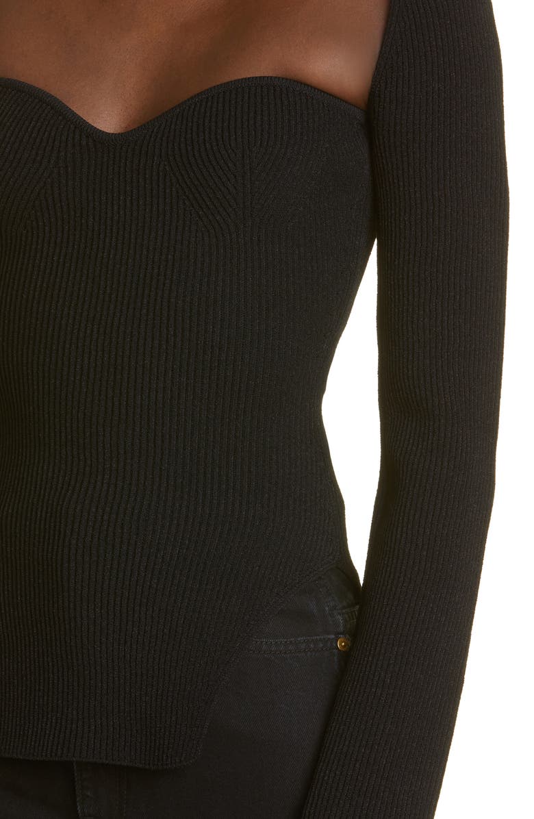 Khaite Maddy Ribbed Bustier Sweater, Alternate, color, 