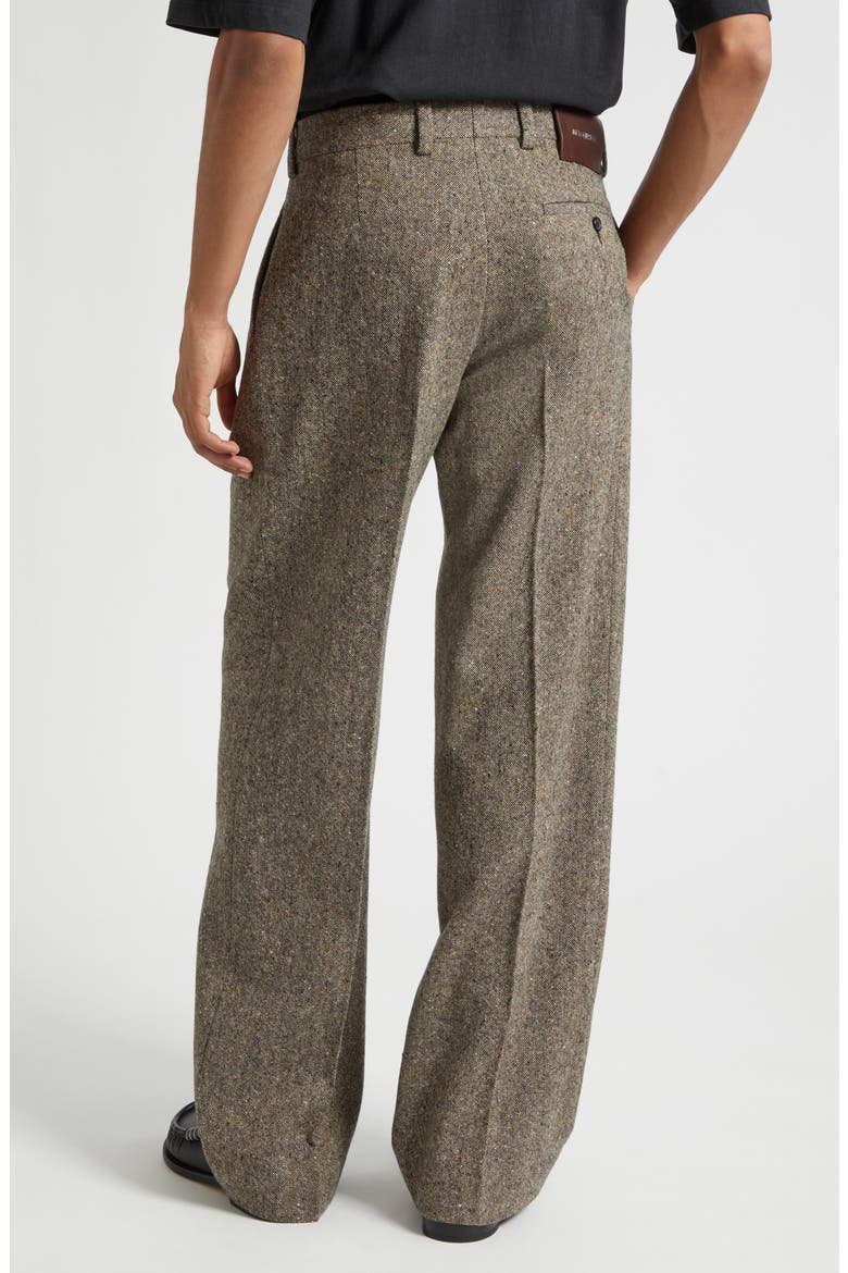 Pleated Straight Leg Wool Donegal Tweed Trousers, Alternate, color, BLACK/ BEIGE