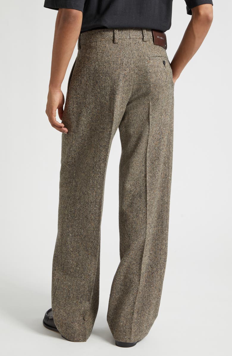 JW Anderson Pleated Straight Leg Wool Donegal Tweed Trousers, Alternate, color, Black/ Beige