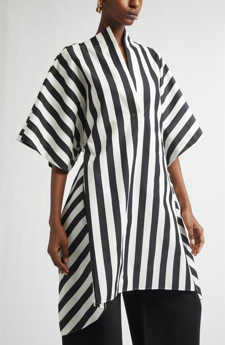 Jacquemus La Tunique Moisson Cotton & Silk Tunic, Alternate, color, Jacquard Medium Stripes