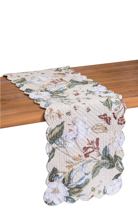 Garden Images Reversible Graphic Print Machine Washable Table Quilted Runner 14" x 51"