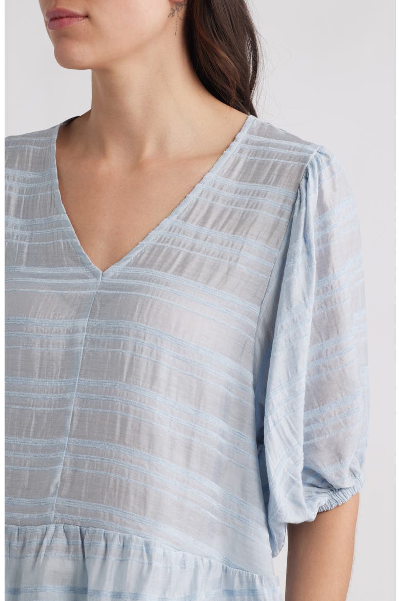 Stripe Ruffle Hem Balloon Sleeve Top, Alternate, color, BLUE