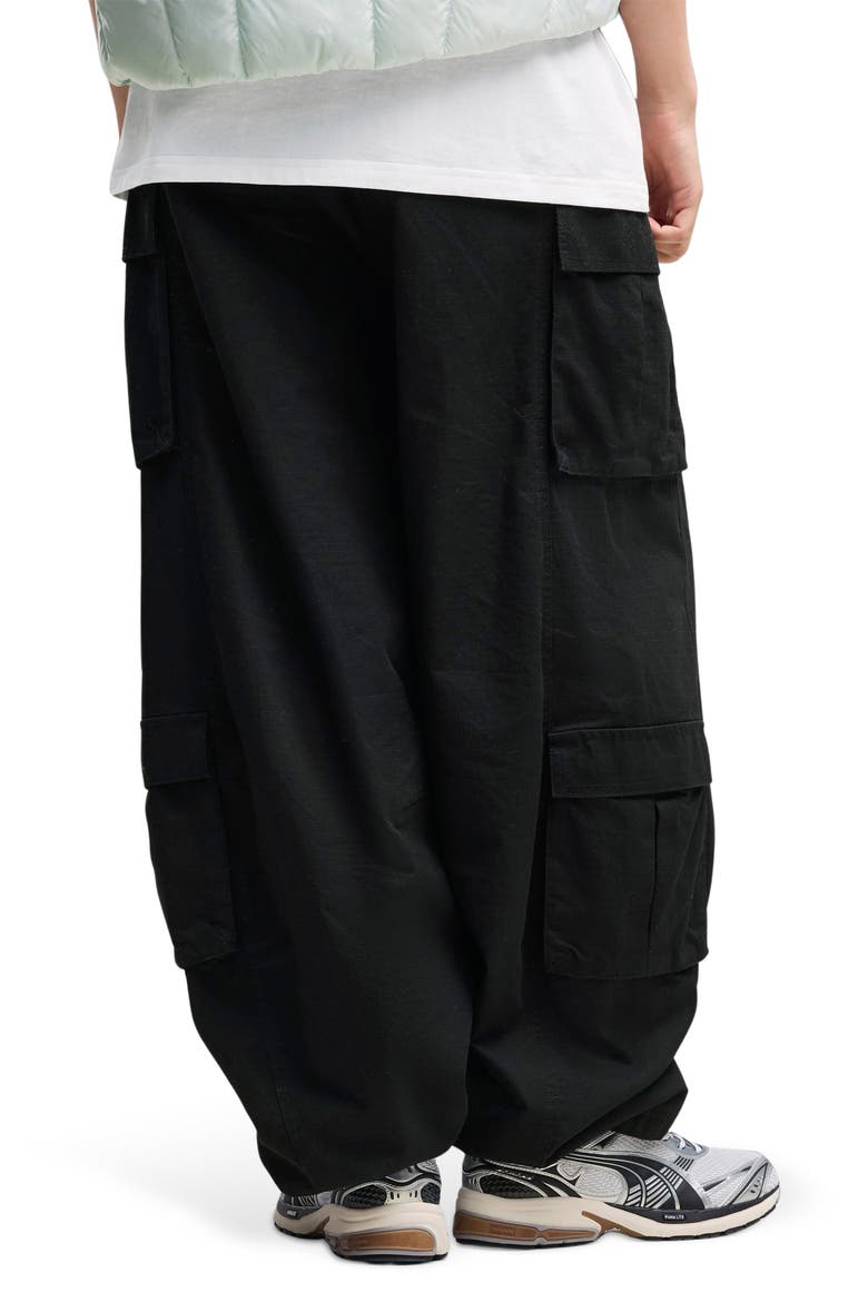 Essentials Relaxed Barrel Cargo Pants, Alternate, color, PUMA BLACK