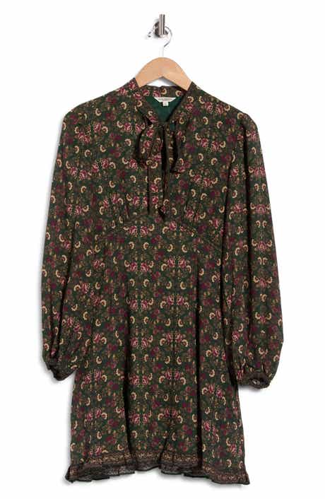 Tie Neck Long Sleeve Dress