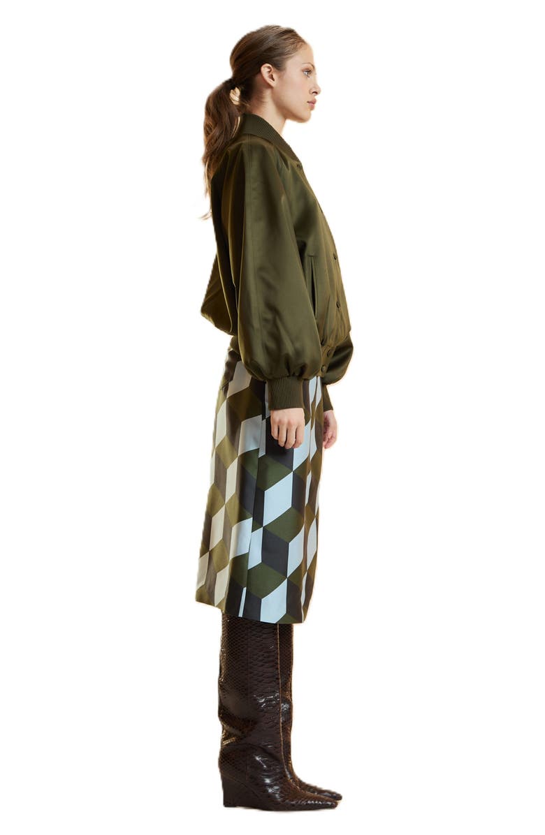 Cynthia Rowley Satin Bomber Jacket, Alternate, color, Army Green