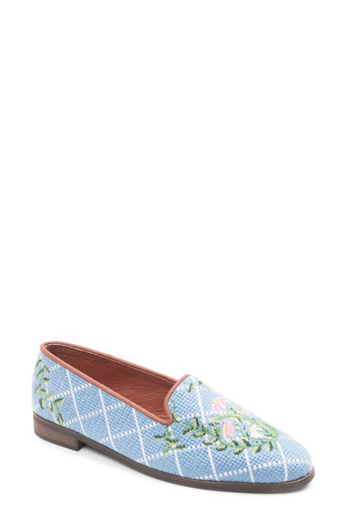 Bypaige Needlepoint Loafer In Blue/white Diamond