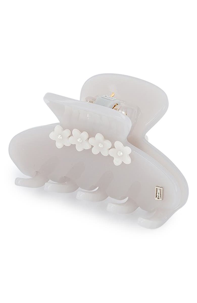 Alexandre de Paris Crystal Flower Claw Clip, Alternate, color, Grey