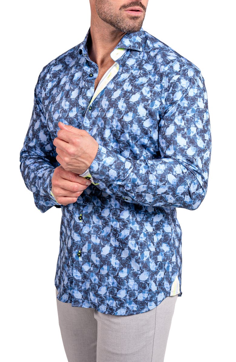 Maceoo Einstein Stretch Ascension Contemporary Fit Button-Up Shirt, Alternate, color, Blue