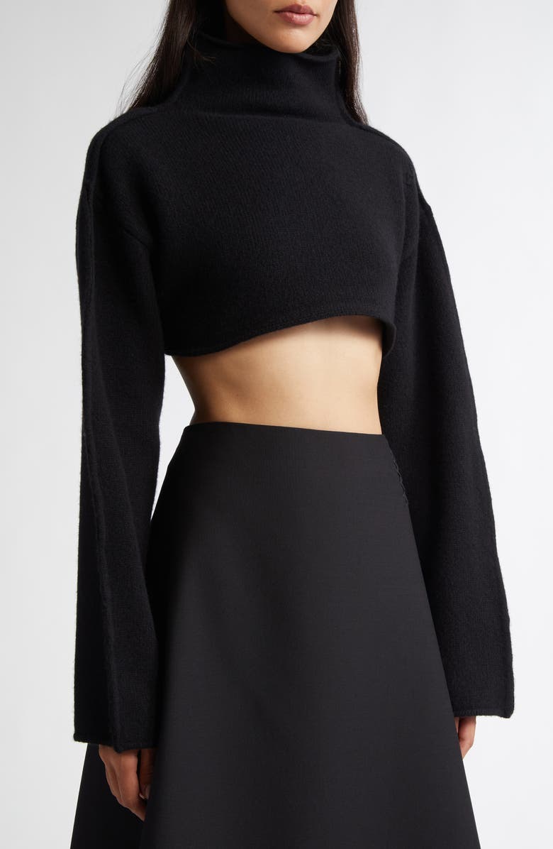 Marni Funnel Neck Virgin Wool Crop Sweater, Alternate, color, 