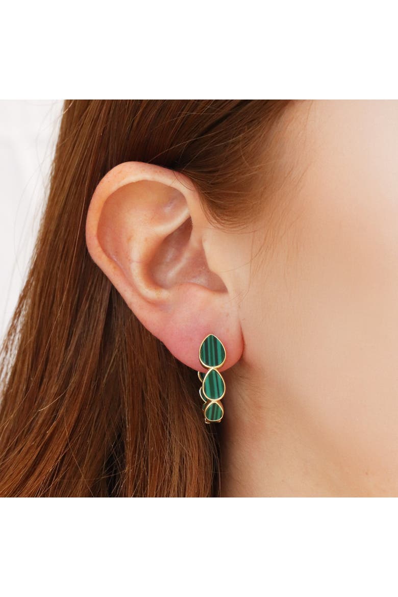 Malachite Inside Out Hoop Earrings, Alternate, color, Malachite