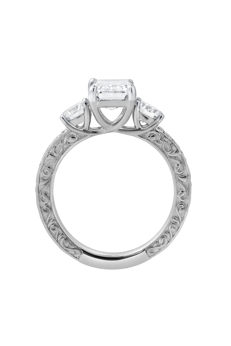 Novelle 14K Gold 2.65 Ct Emerald Cut Lab Grown Diamond Engagement Ring, Alternate, color, 14K White Gold