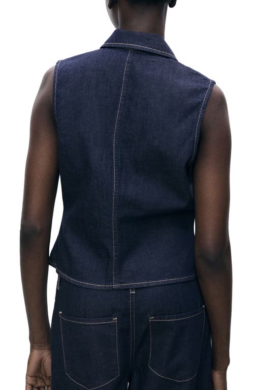 MANGO MANGO MARIA COLLARED COTTON & LINEN DENIM TOP