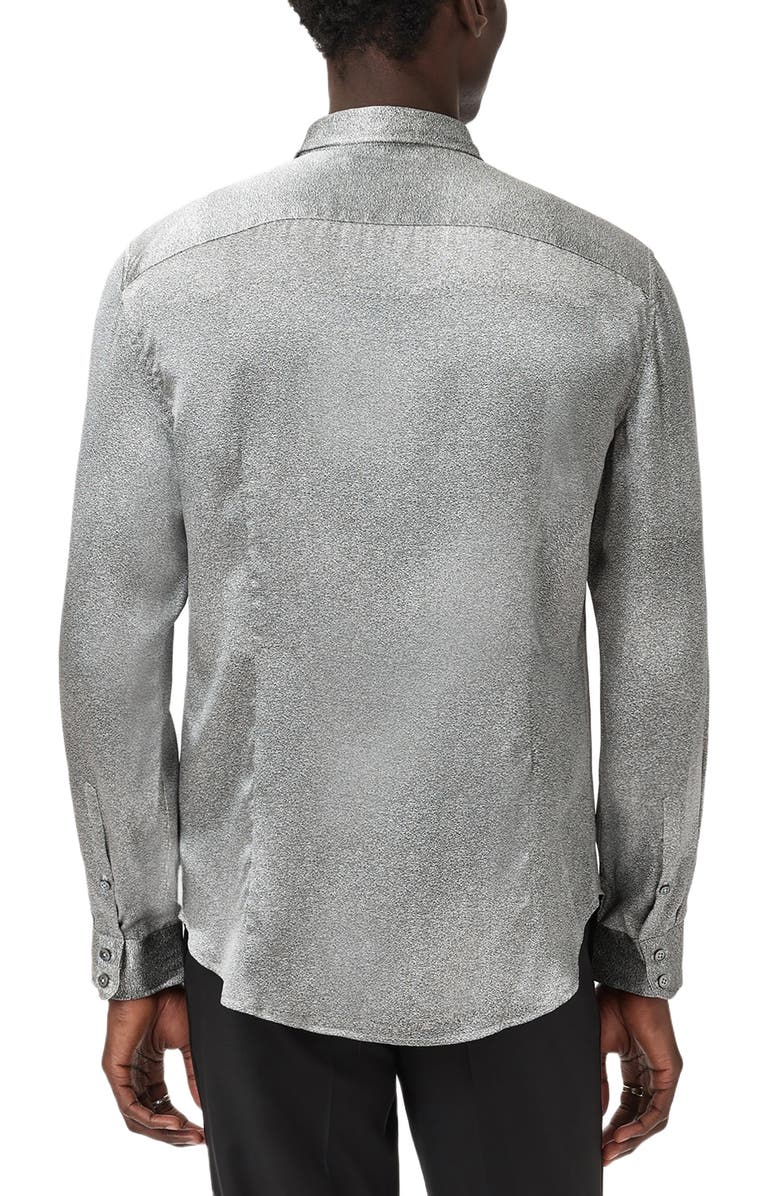 John Varvatos Orchard Silk Button-Up Shirt, Alternate, color, Silver