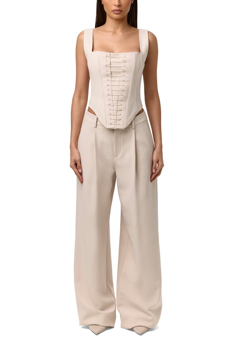 Pleated Wide Leg Pants, Alternate, color, MELANGE BEIGE