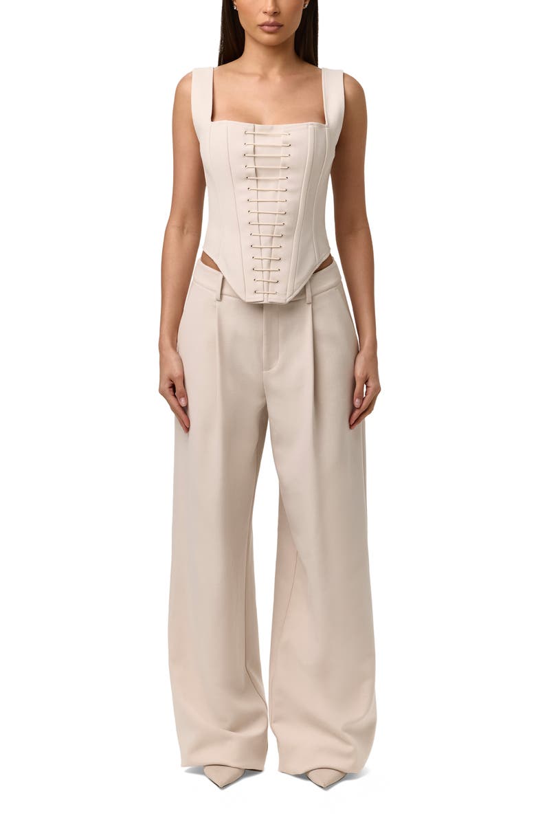 Naked Wardrobe Pleated Wide Leg Pants, Alternate, color, Melange Beige