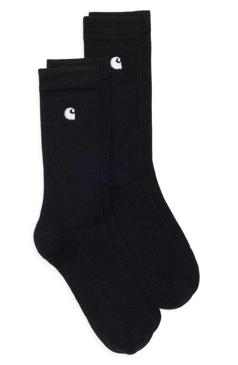 Carhartt Work In Progress Madison Crew Socks, Main, color, Black / White