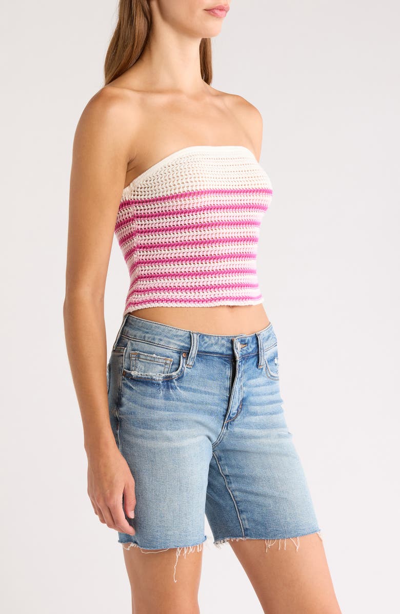 PacSun Great Open Stitch Tube Top, Alternate, color, White/ Pink Stripe