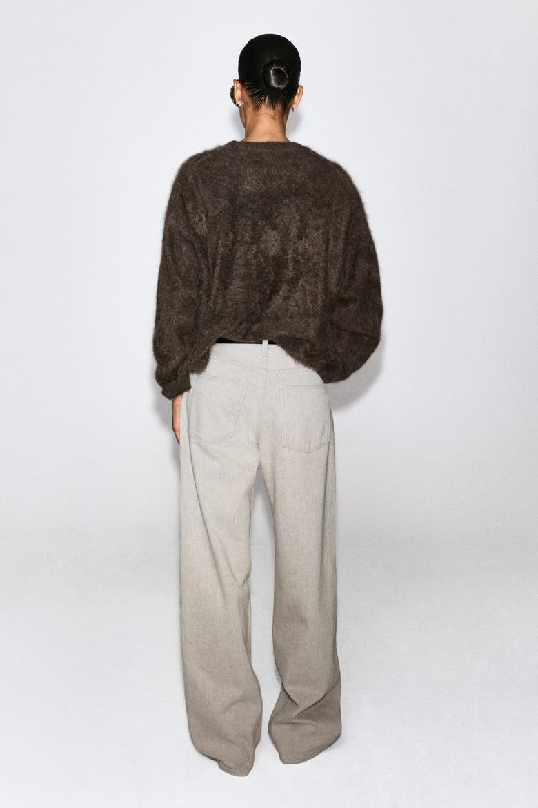 Brushed-Cashmere Crew-Neck Sweater, Alternate, color, BROWN MÉLANGE