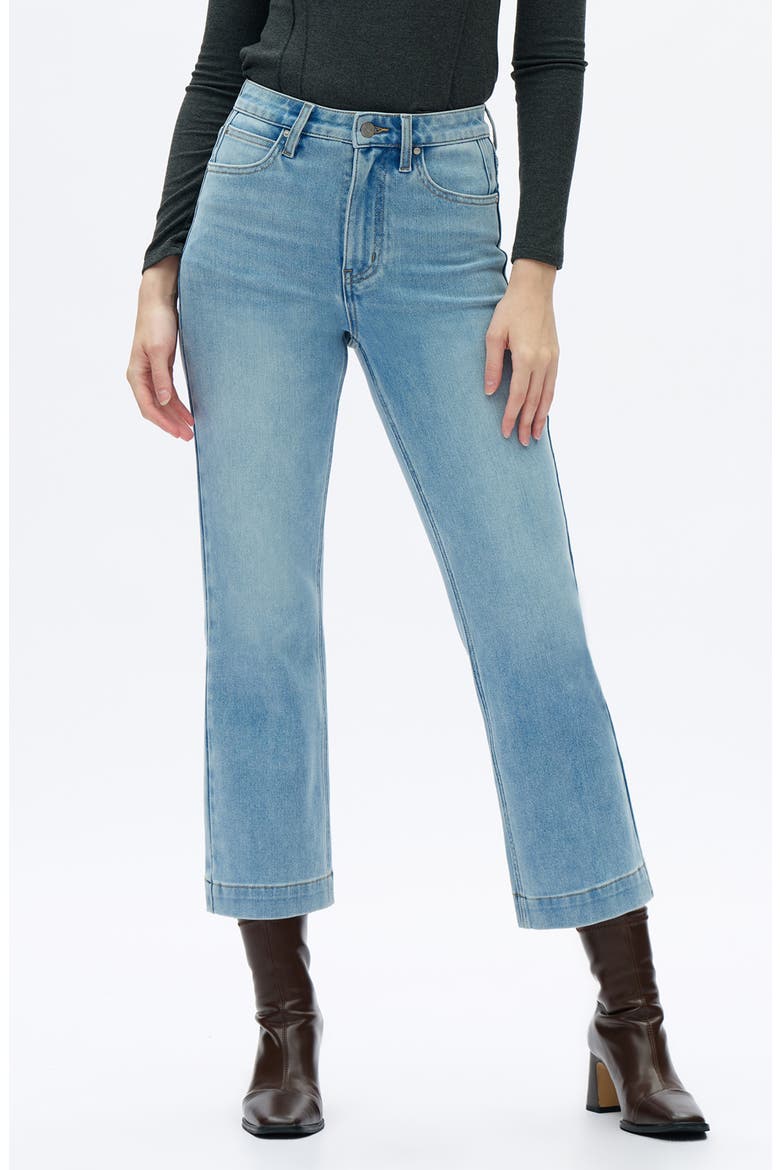 High Waist Ankle Straight Leg Jeans, Main, color, LIGHT BLUE