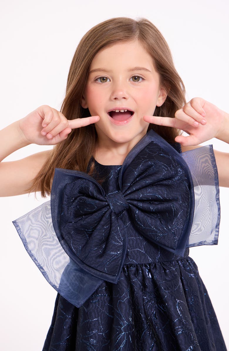 Iris & Ivy Kids' Bow Jacquard Party Dress, Alternate, color, Navy