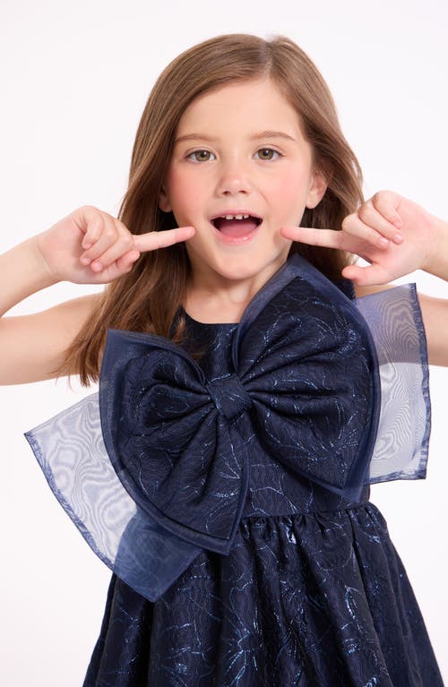 Iris & Ivy Kids' Bow Jacquard Party Dress In Black