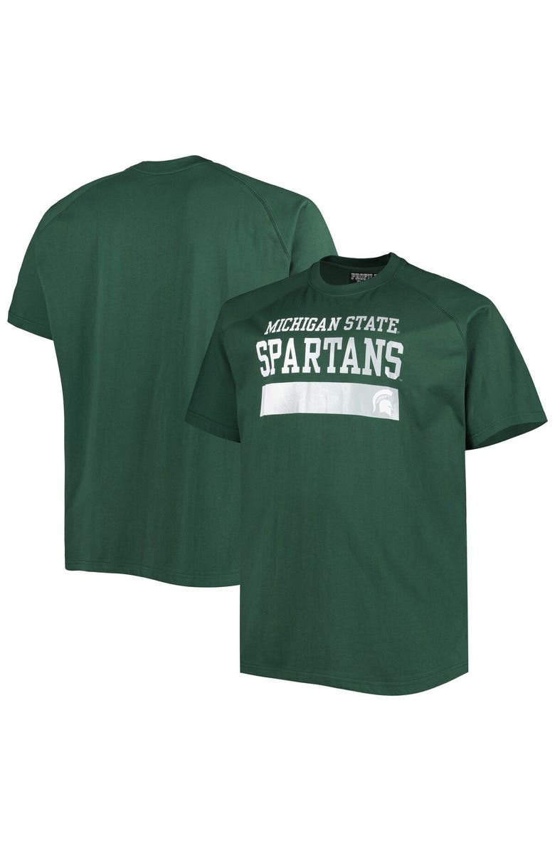 PROFILE Men's Green Michigan State Spartans Big & Tall Raglan T-Shirt, Main, color, 