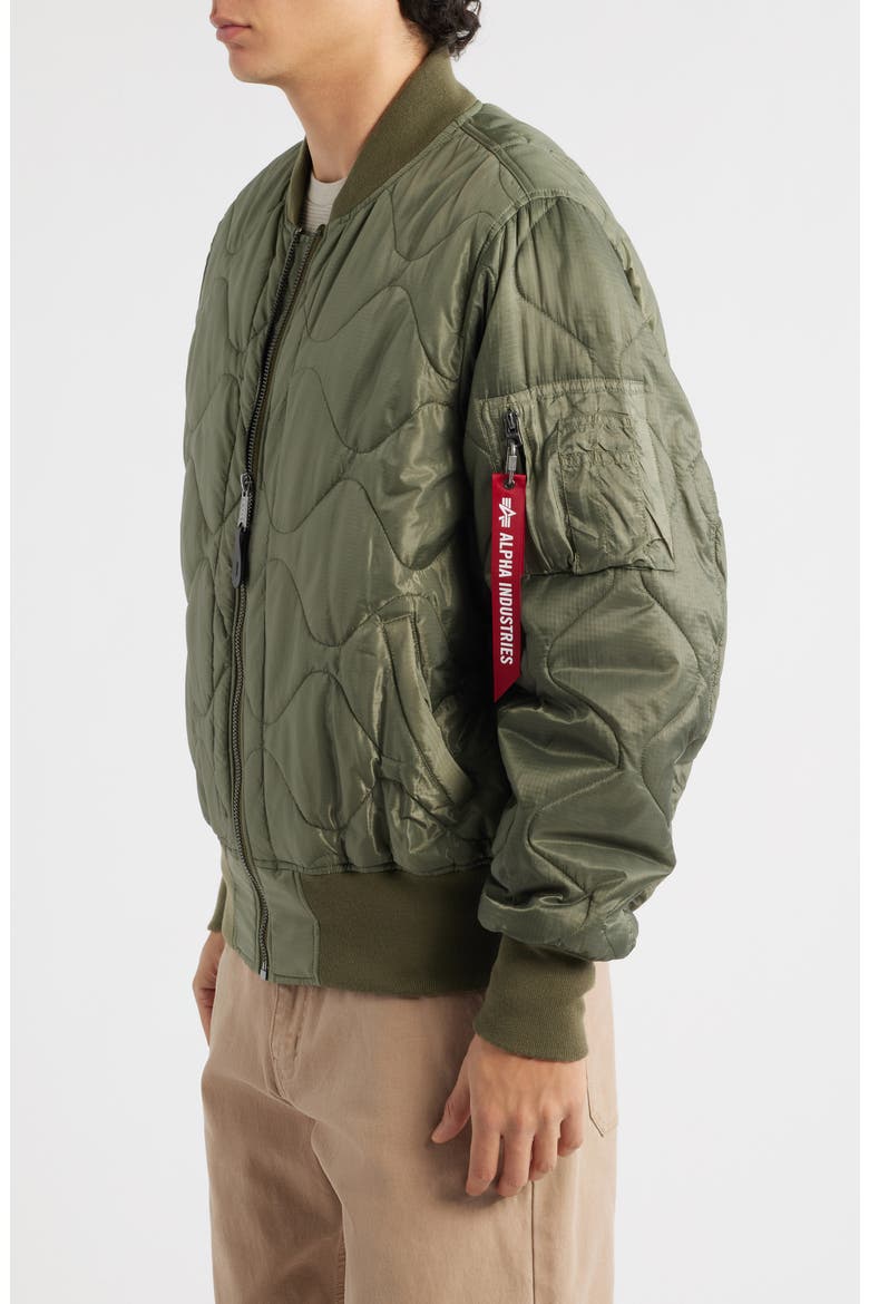 L-2B Relaxed Water Resistant Quilted Bomber Jacket, Alternate, color, OG-107 GREEN